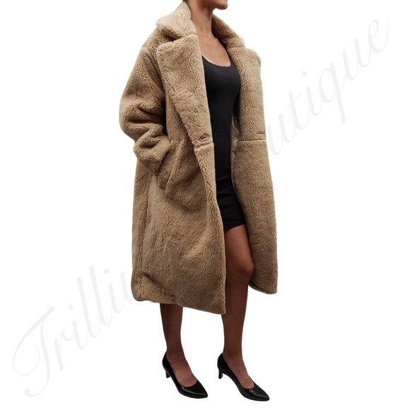 ABERCROMBIE & FITCH Women's Oversized Long-Length Sherpa Teddy Coat XS Petite - Picture 4 of 12